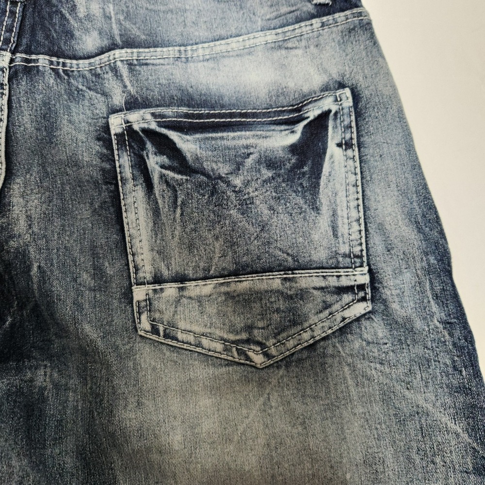 Southpole Mens Denim Shorts 36 Slim Stretch Streetwear Grunge Ribbed Faded Jeans - Picture 6 of 9